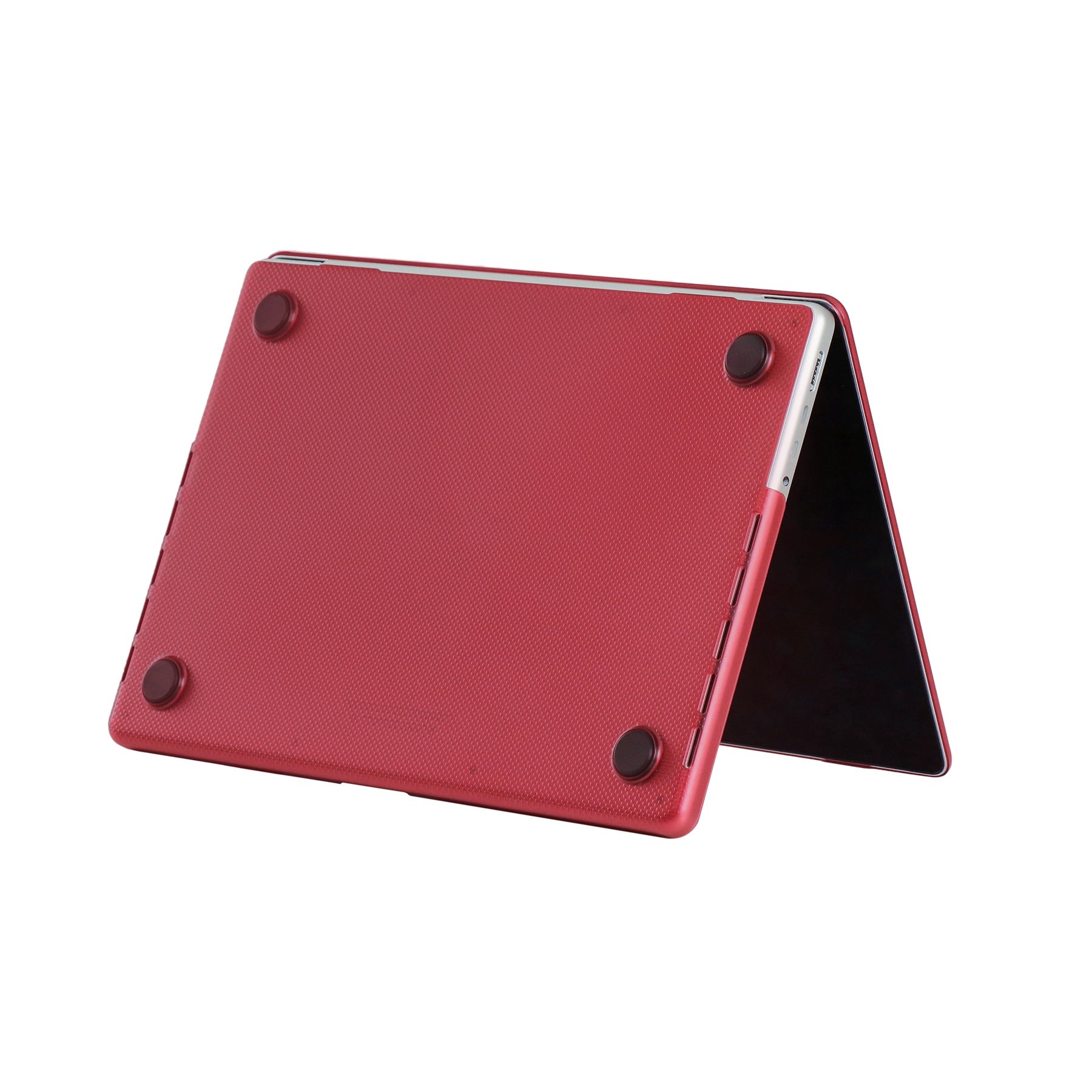 For MacBook Pro 16 inch (2021) A2485 Anti-Fingerprint Dot Texture Hard Laptop Cover Scratch-Resistant Hardshell Case with Foot Pad - Red For MacBook Pro 16 inch (2021) A2485 Anti-Fingerprint Dot Texture Hard Laptop Cover Scratch-Resistant Hardshell Case with Foot Pad - Red